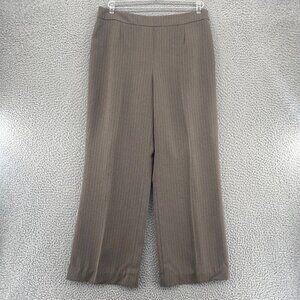 Kasper Pants Womens 8 Taupe Tonal Pinstripe Wide Leg Ankle Office Career Work